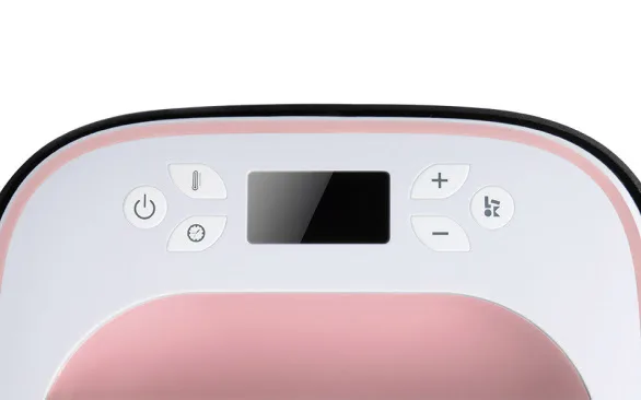 Closer view of the LOKLiK Easy Heat Press display screen and buttons. The display is turned off.