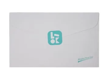 A closed envelope with on it the LOKLiK logo and the tagline