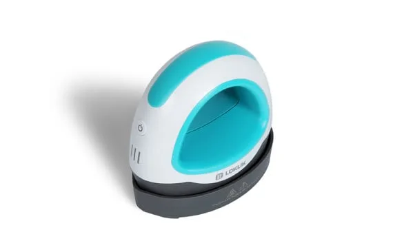 Top down view of a LOKLiK Mini Heat Press in LOKLiK blue.