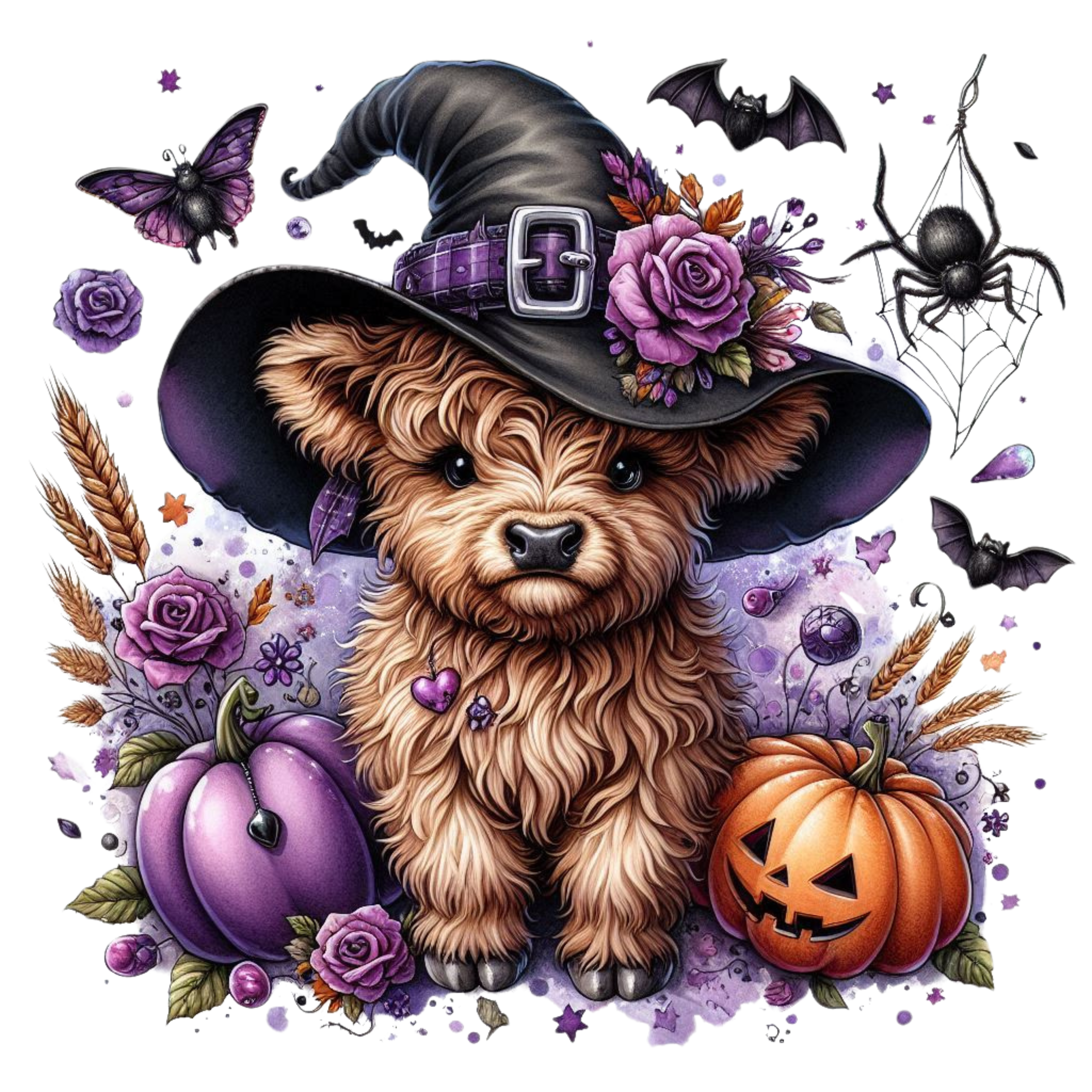 DTF Design kant en klaar –Highland Cow Spooky Halloween S0010 DTF Design kant en klaar –Highland Cow Spooky Halloween S0010