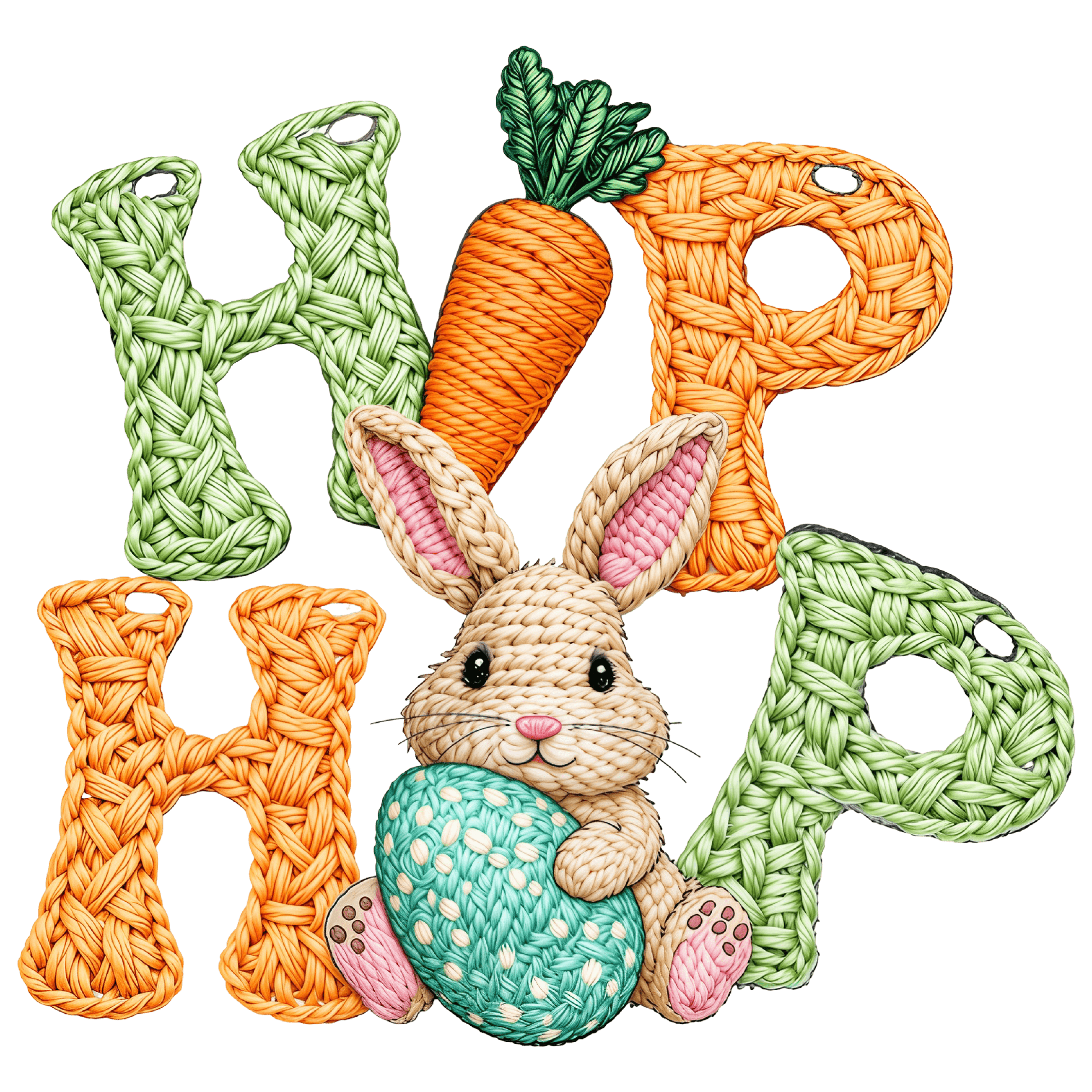 DTF Design kant en klaar –Yarn Crochet Easter PS0006 DTF Design kant en klaar –Yarn Crochet Easter PS0006