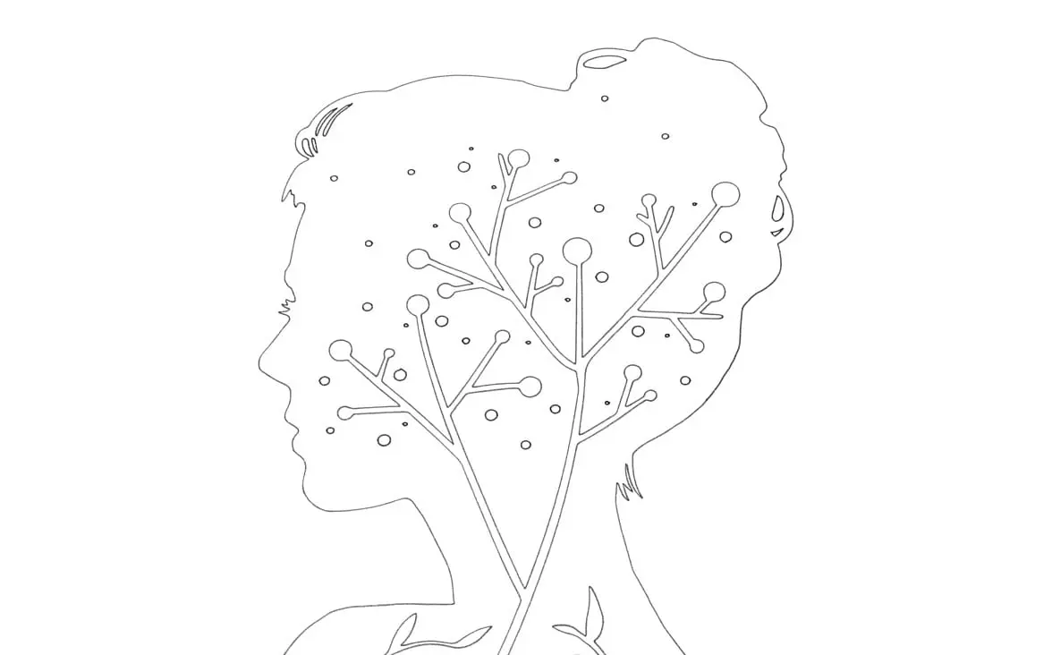 Side view of the face of a woman in black marker made with the drawing function of the LOKLiK iCraft™