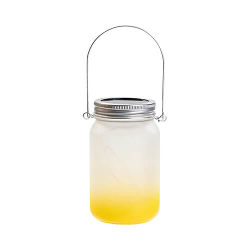 Sublimatie Mason Jar Lantaarn Frosted 15oz , Gradient Yellow Metalen Handvat