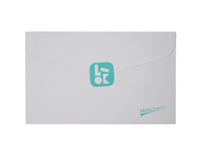 A closed envelope with on it the LOKLiK logo and the tagline 