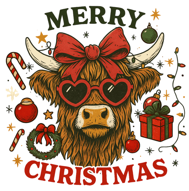 DTF Design kant en klaar – Christmas Funny Cow CH0004