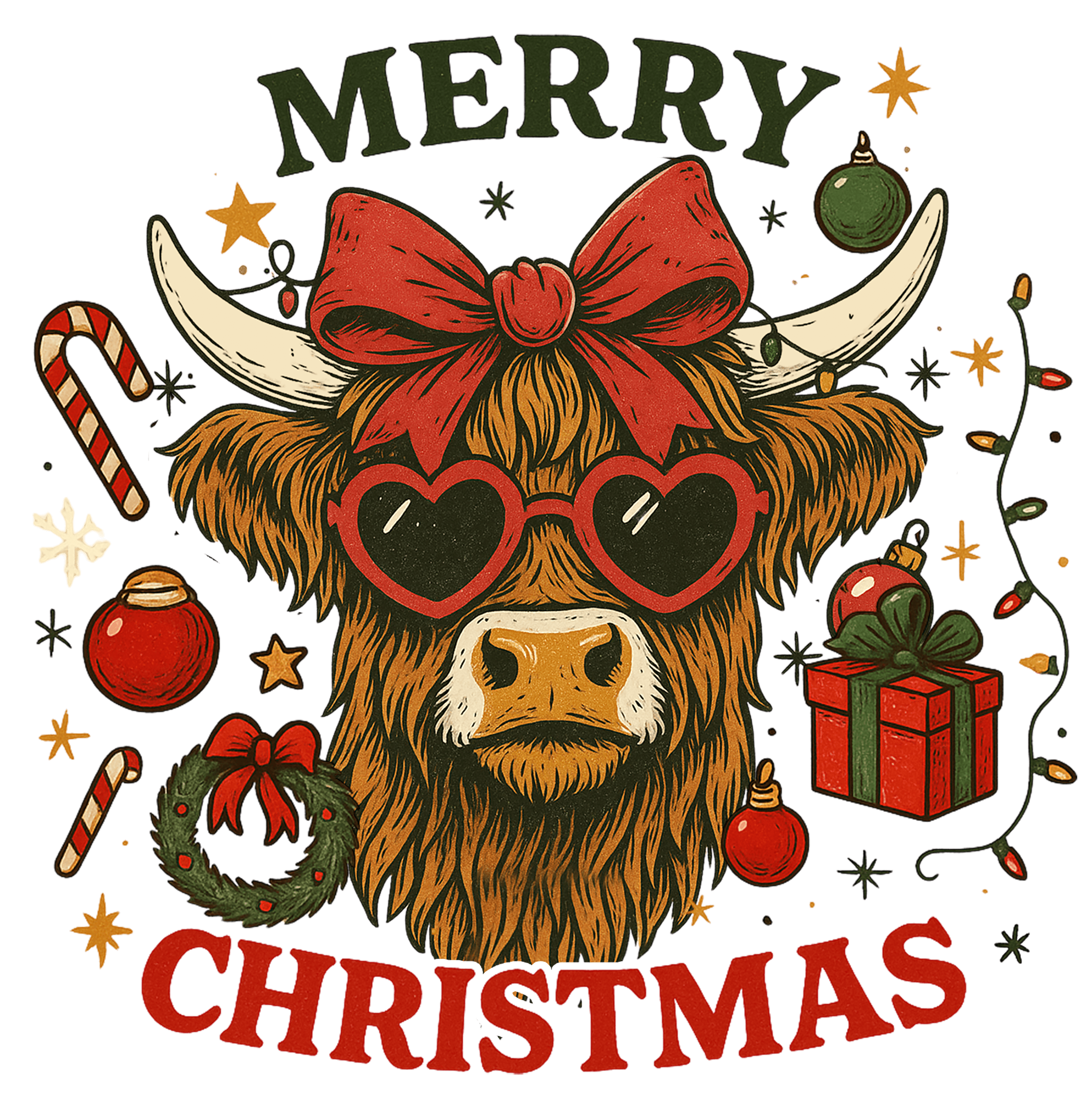 DTF Design kant en klaar – Christmas Funny Cow CH0004