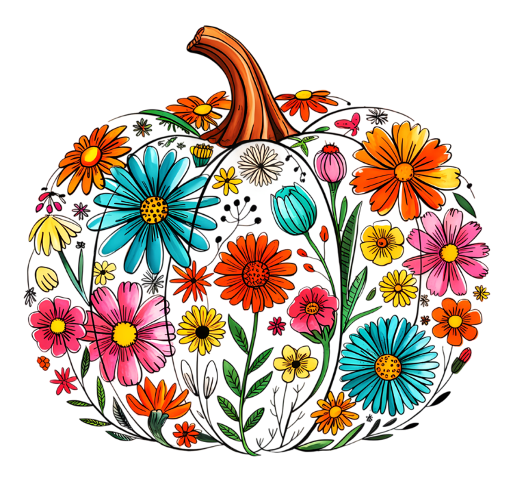 DTF Design kant en klaar – Floral Pumpkin H0002