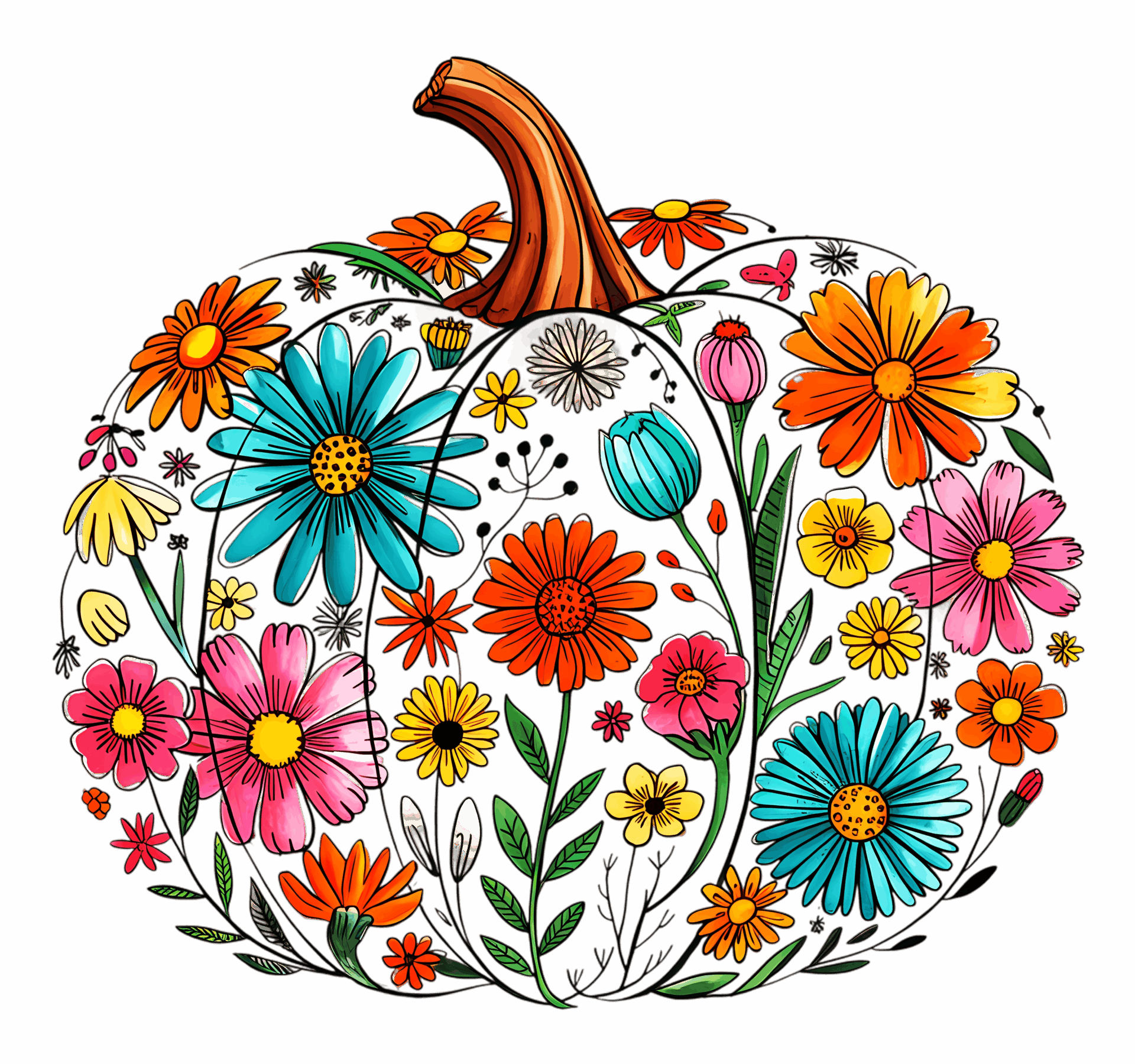 DTF Design kant en klaar – Floral Pumpkin H0002