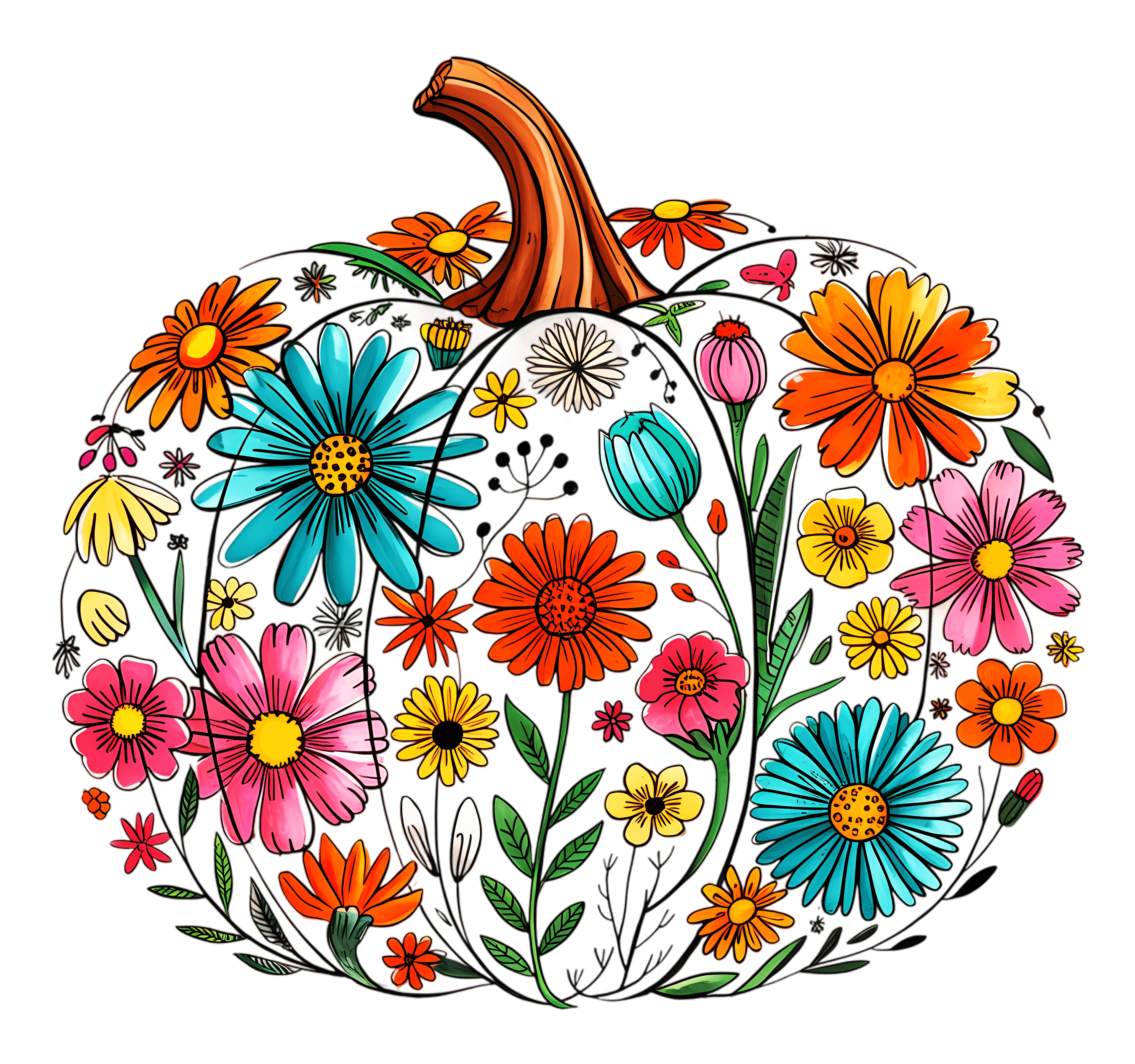 DTF Design kant en klaar – Floral Pumpkin H0002