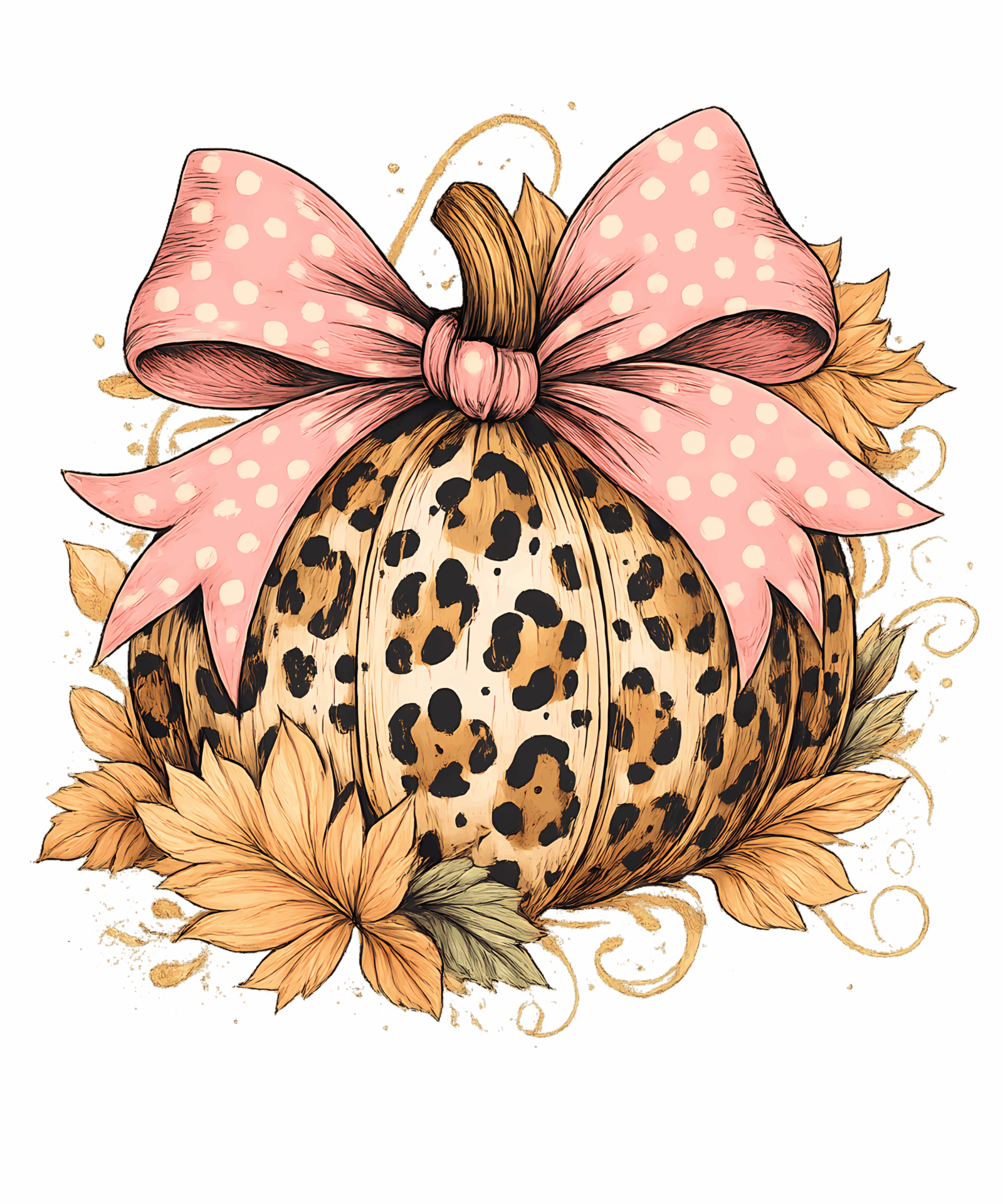 DTF Design kant en klaar – Leopard Pumpkin H0003