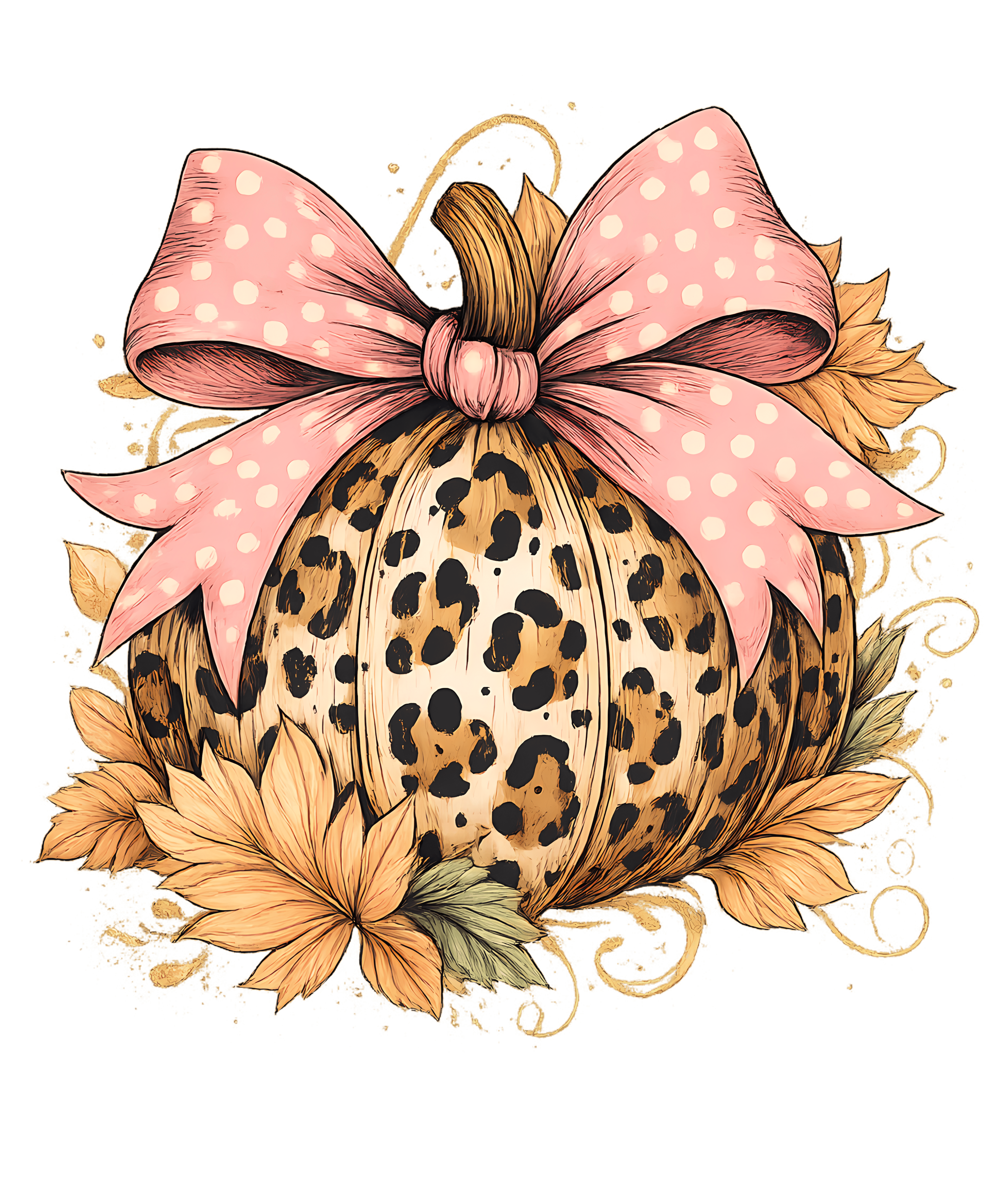 DTF Design kant en klaar – Leopard Pumpkin H0003