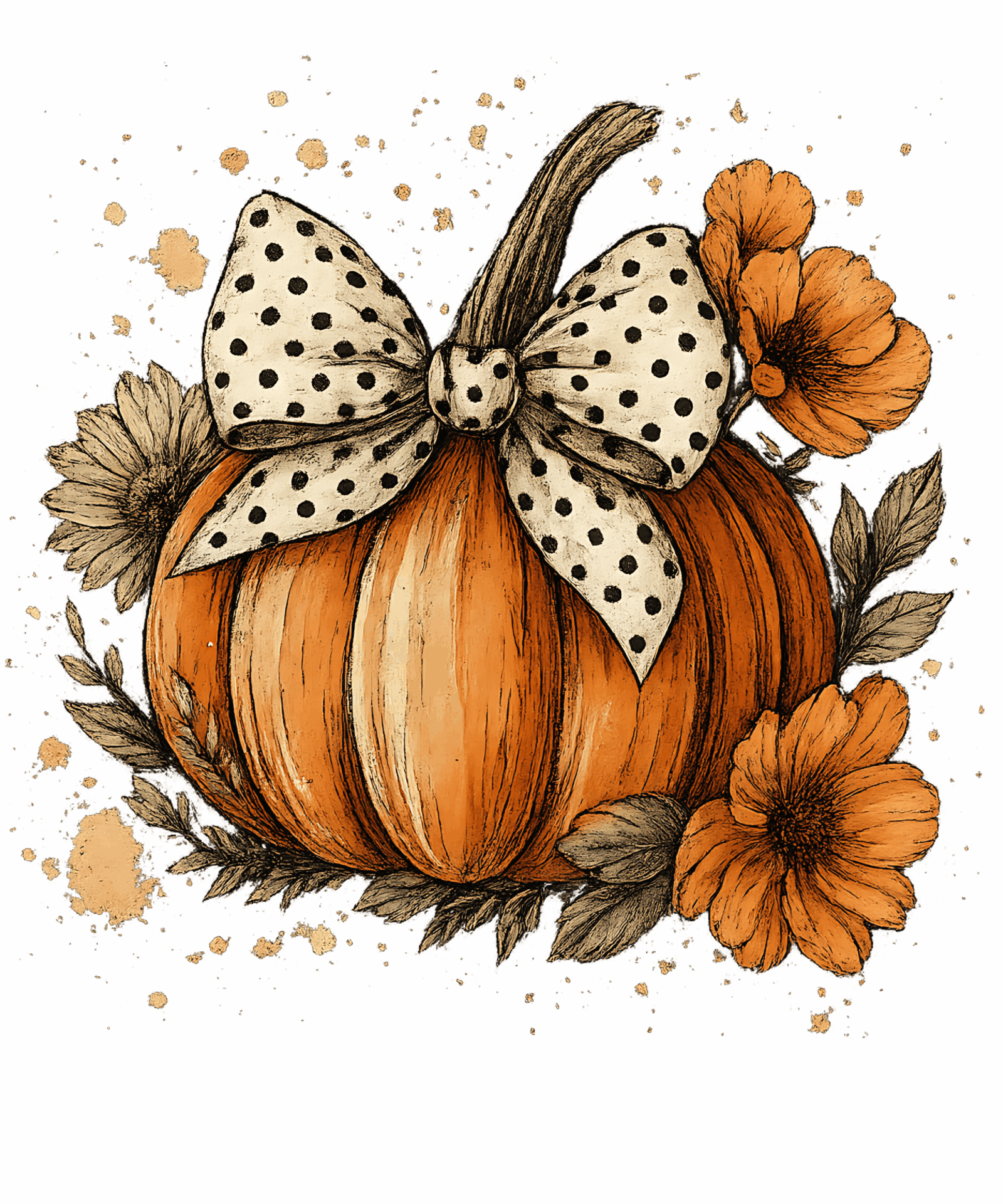 DTF Design kant en klaar – Floral Boho Pumpkin H0004