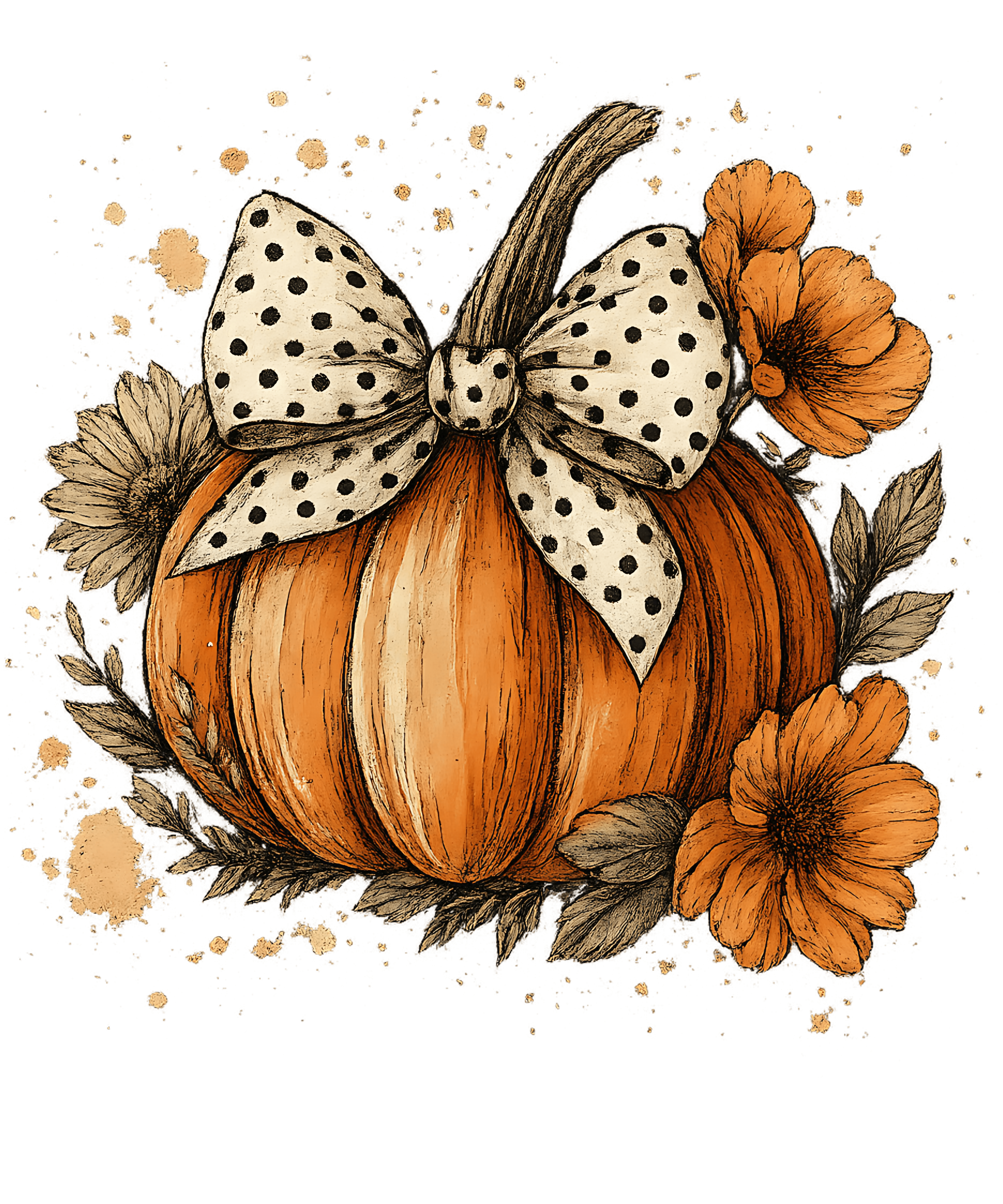 DTF Design kant en klaar – Floral Boho Pumpkin H0004