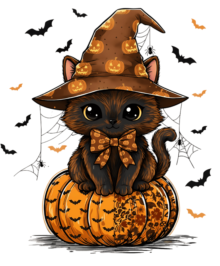 DTF Design kant en klaar – Halloween Cat S0001