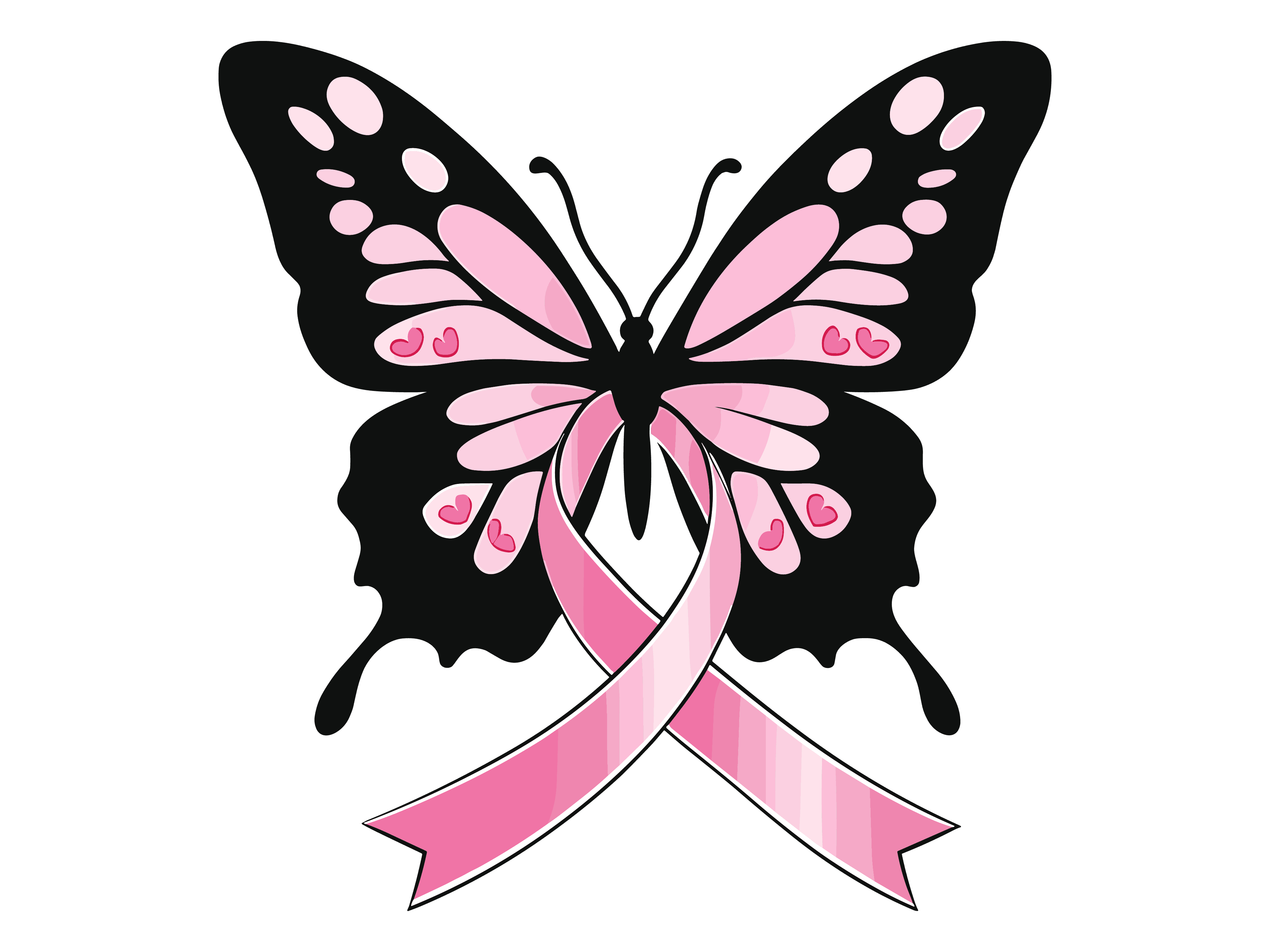 DTF Design kant en klaar –Butterfly Pink Ribbon Breast Cancer A0001