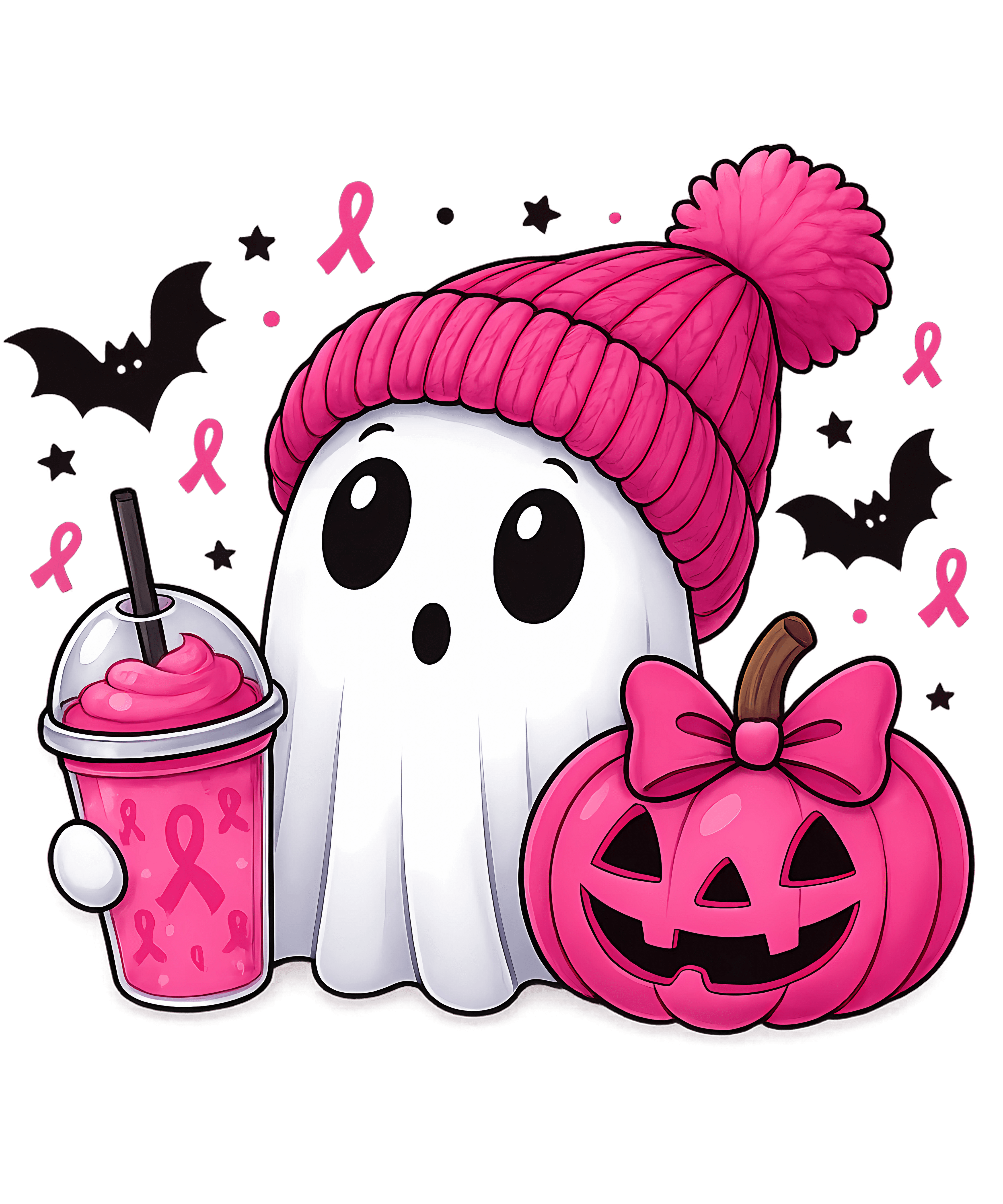 DTF Design kant en klaar –Boo before the cure Breast Cancer A0003