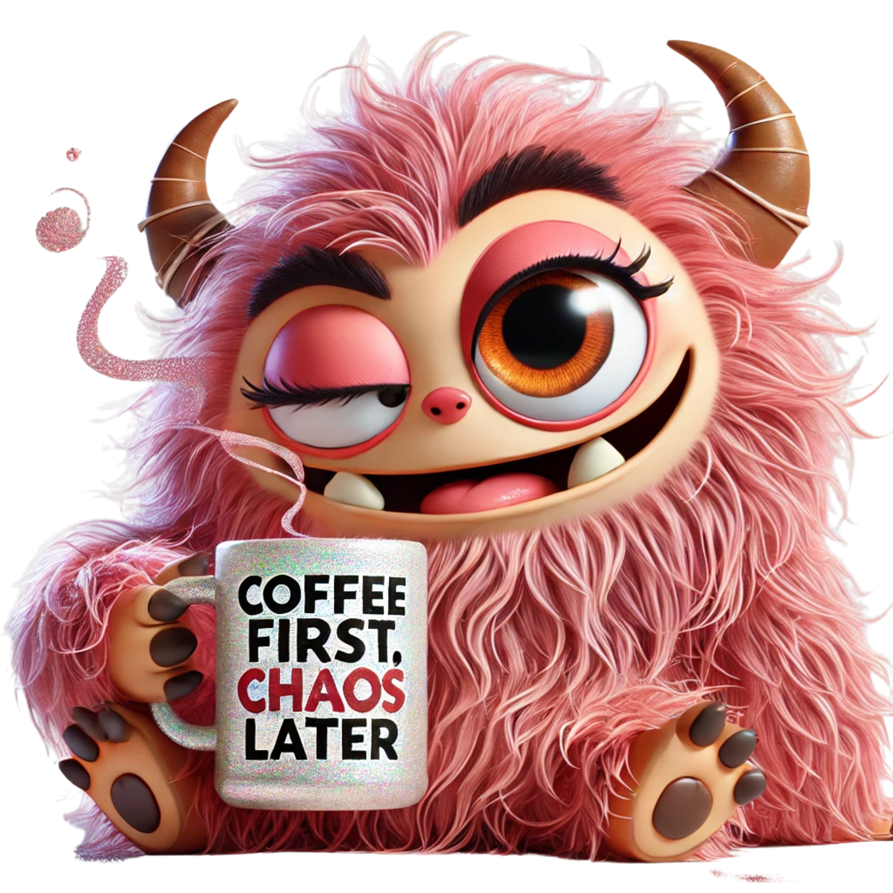 DTF Design kant en klaar –Quirky Monster Coffee C0003