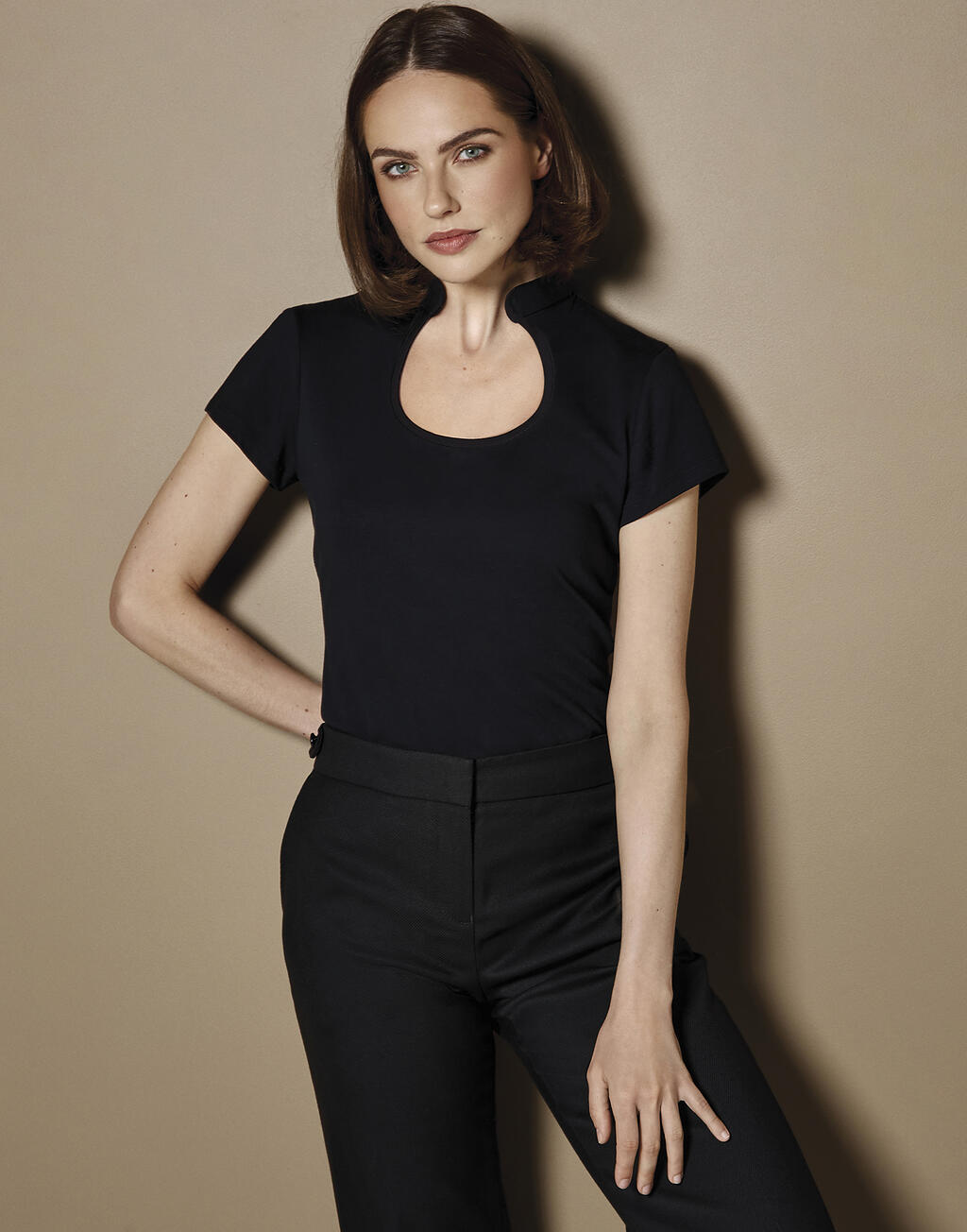 Kustom Kit Regular Fit Keyhole Neck Top