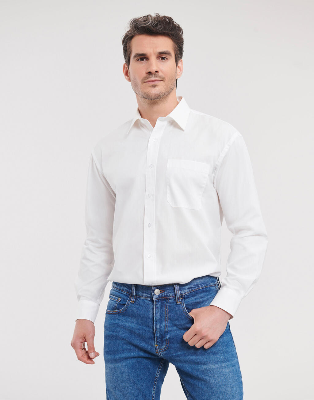 Russell Collection Cotton Poplin Shirt LS