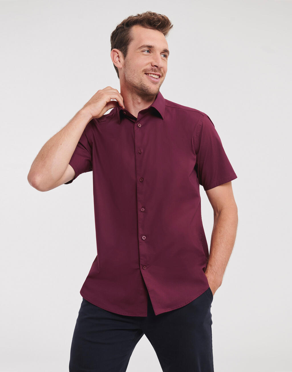 Russell Collection Fitted Short Sleeve Stretch Shirt