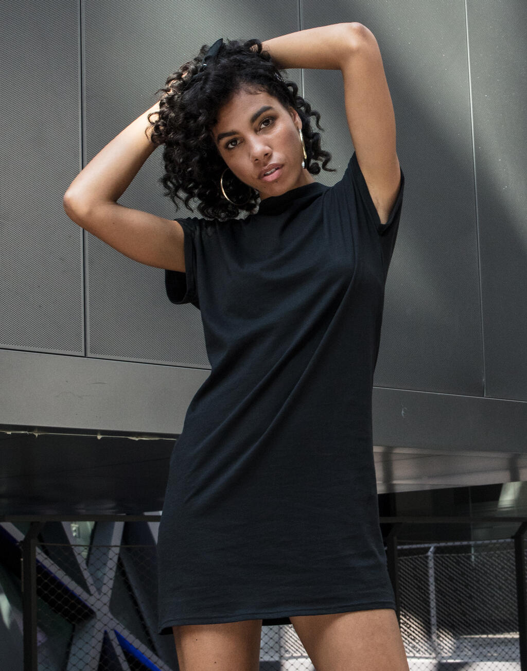 Build Your Brand Ladies Turtle Extended Shoulder Dress