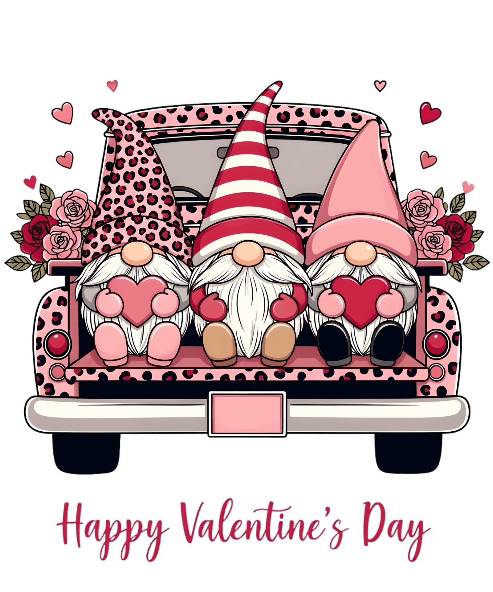 DTF Design kant en klaar – Gnomes Leopard Truck Valentine’s Day V0005