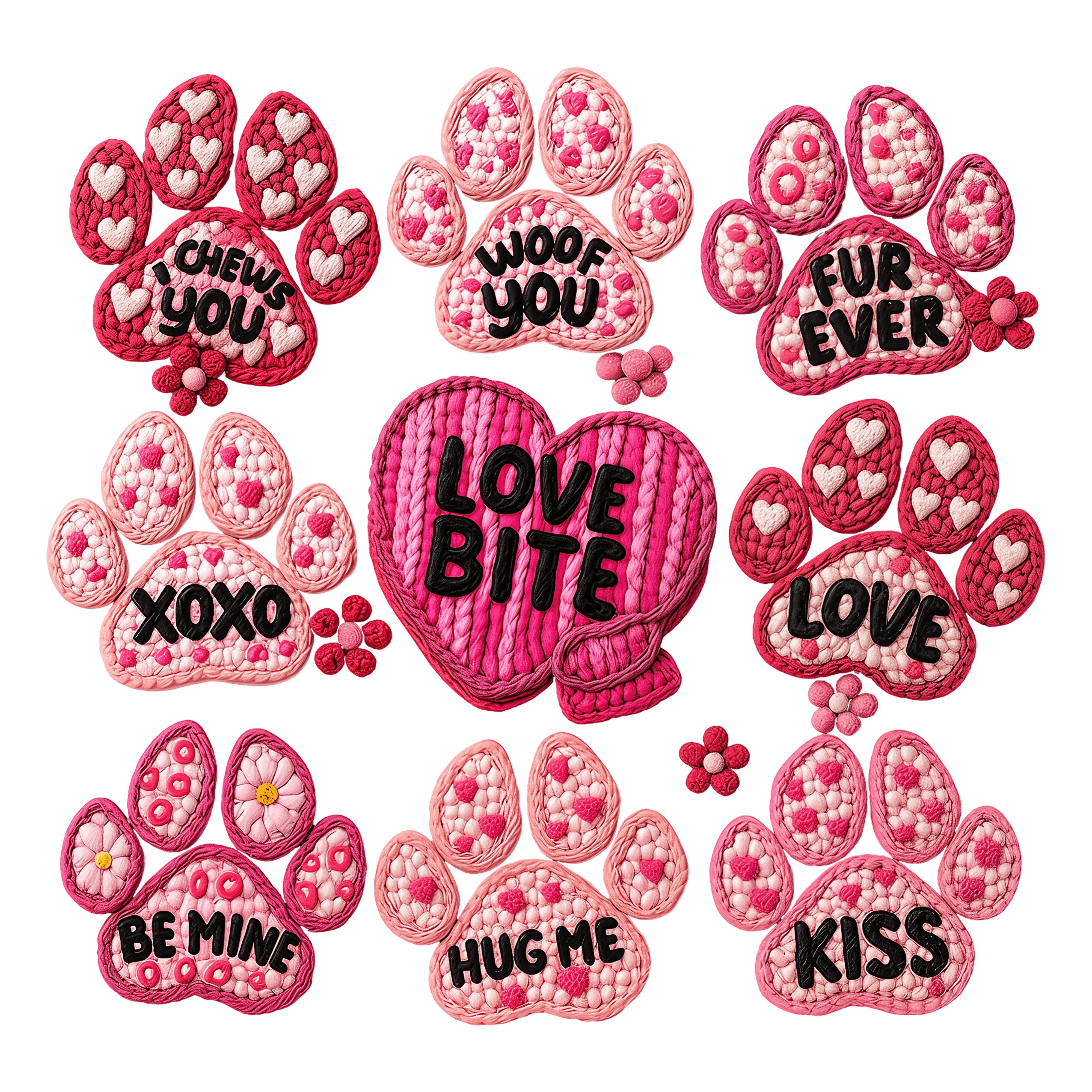 DTF Design kant en klaar –Crochet Paw Dog V0011