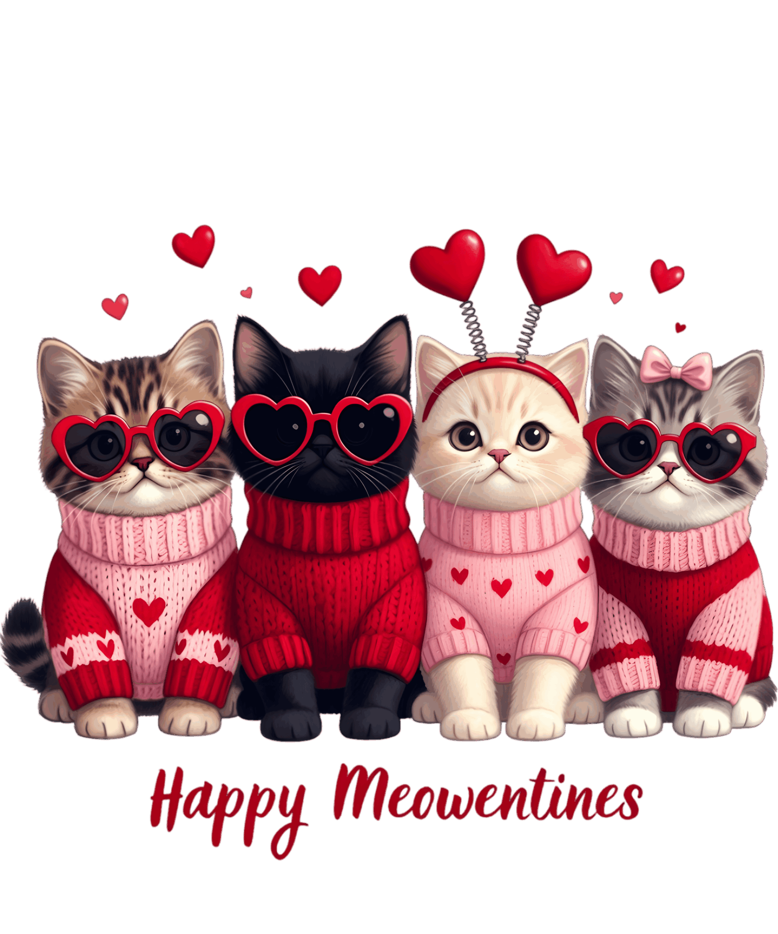 DTF Design kant en klaar –Happy Meowentines Valentine Cat V0012