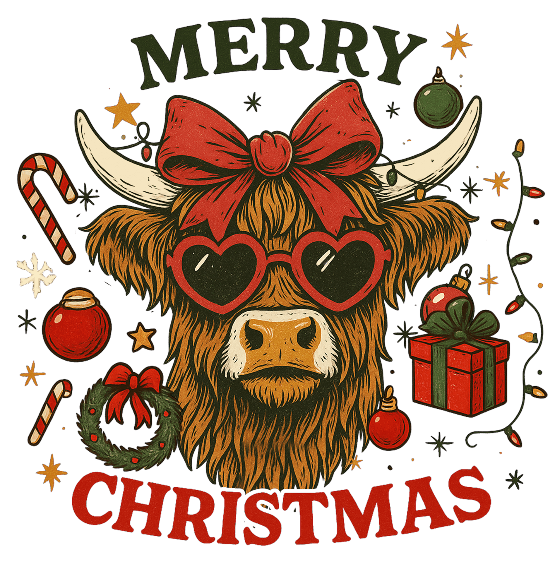 DTF Design kant en klaar – Christmas Funny Cow CH0004