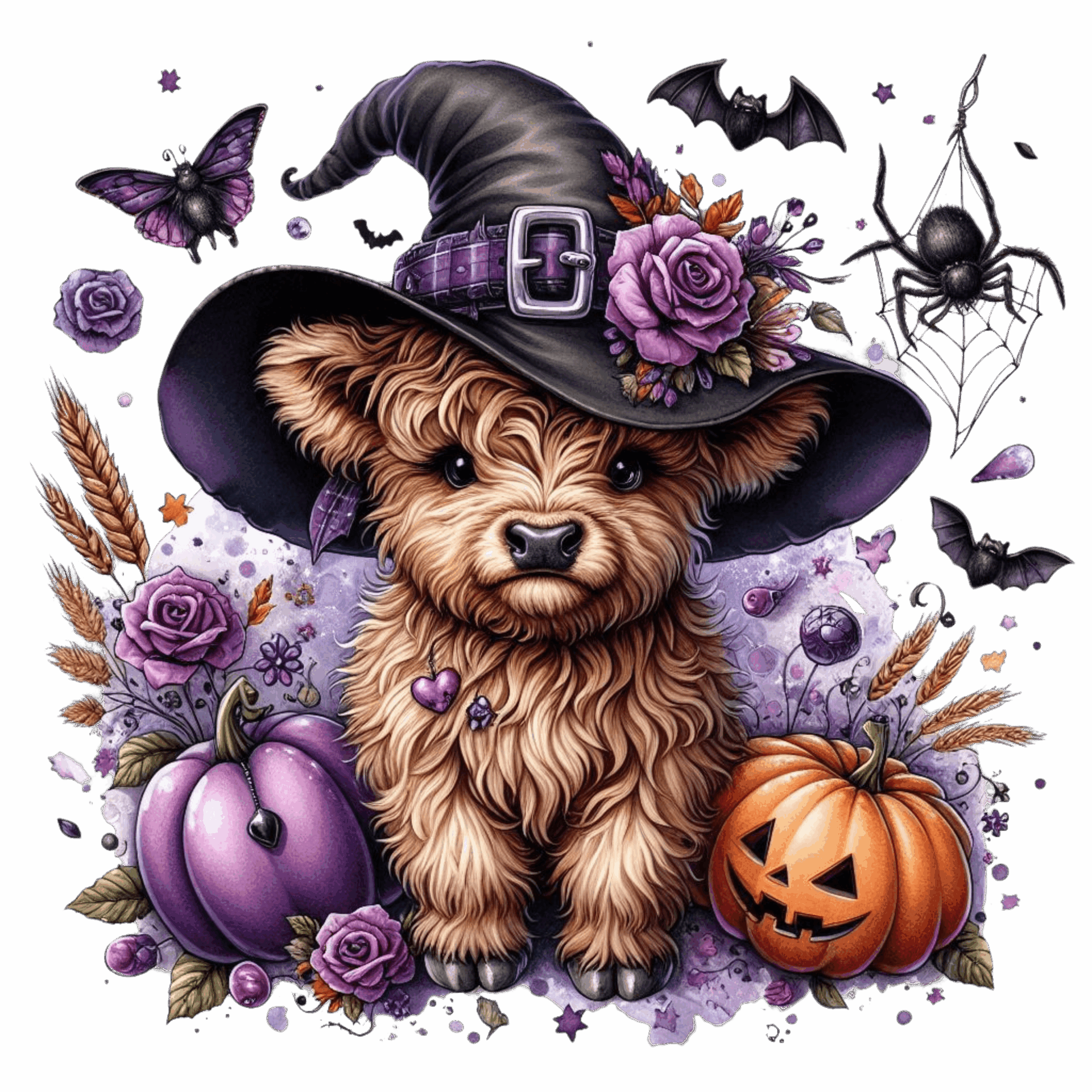 DTF Design kant en klaar –Highland Cow Spooky Halloween S0010