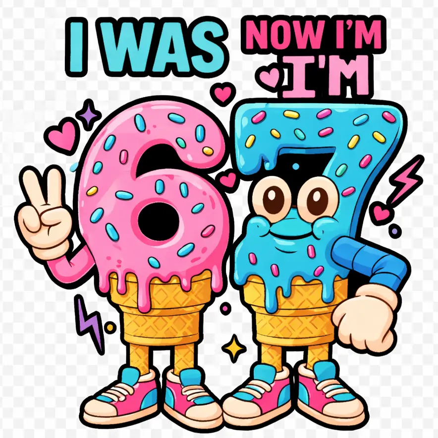 DTF Design kant en klaar –I was 6 now i am 7