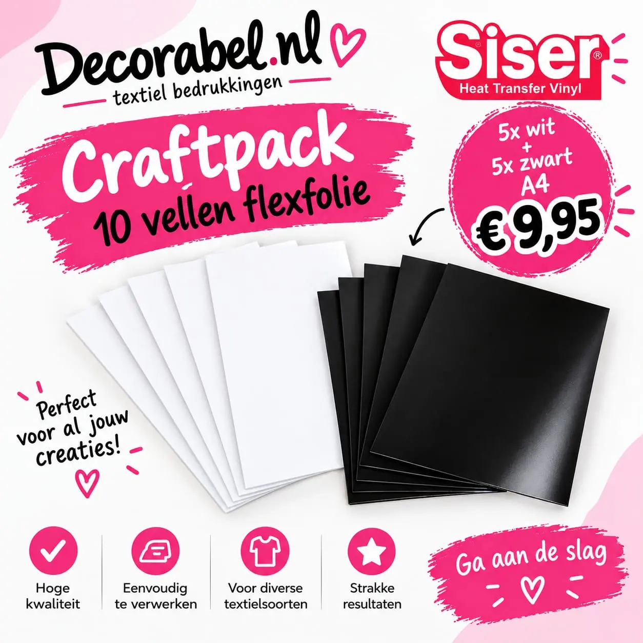 Siser P.S Film A4 – 10 stuks. 5 zwart/5 wit